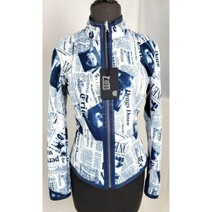 Tess Blue Exotic Reversible Sheepskin Leather Jacket Sz Small Made in Turkey NWT